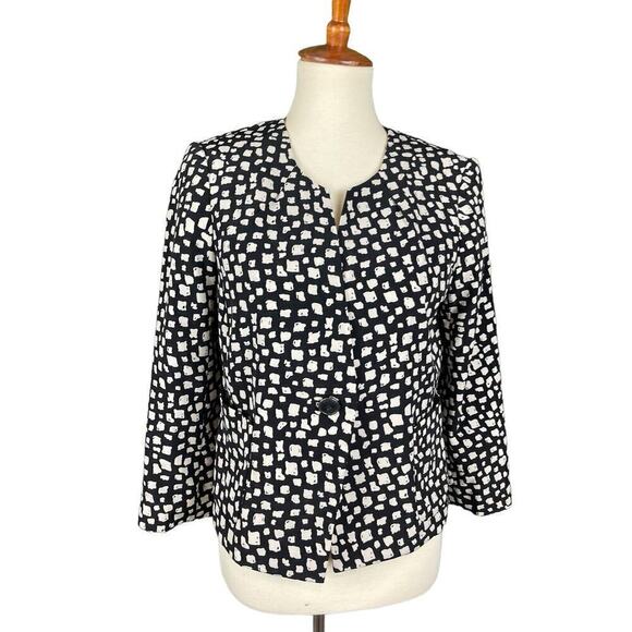 The Limited Black & White Blazer Women Size M Dotted Print Shoulder Pads Y2K - Picture 5 of 10